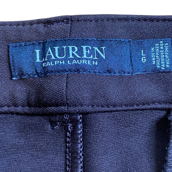 Lauren Ralph Lauren Faux Brown Leather Trim Ponte Riding Pants Women’s Size L - Picture 5 of 12